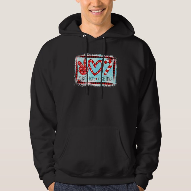 Sudadera Candy Cane Peace Ama a los Navidades Santa Hat (Anverso)