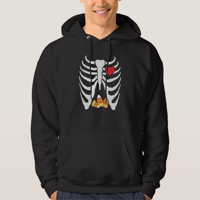 Sudadera Candy Corn Skeleton Cage Heart Funny Halloween (Anverso)