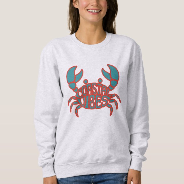 Sudadera Cangrejo de Vibraciones Costeras Verano Playa (Anverso)