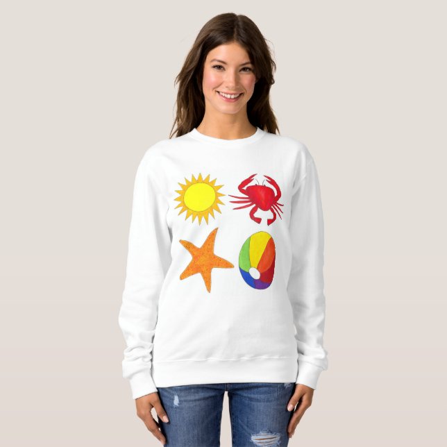 Sudadera Cangrejo divertido verano bola de playa Sunshine S (Anverso completo)
