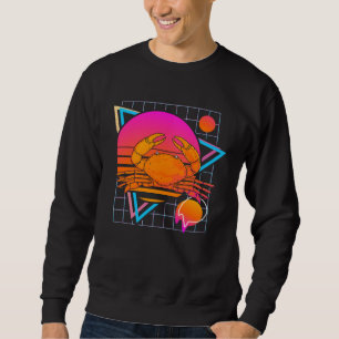 Sudadera Cangrejo Retro Estilo 80s Vintage Animal Oceánico