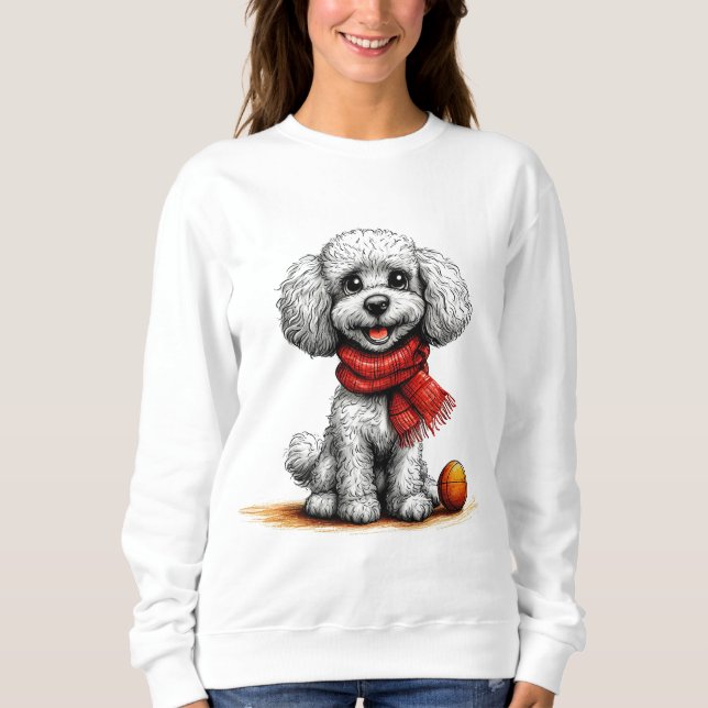 Sudadera Caniche Blanco Adorable Regalo para Amantes de los (Anverso)