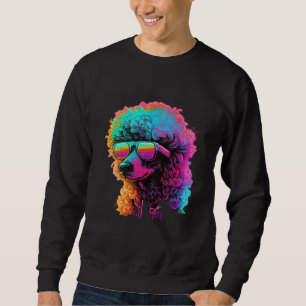 Sudadera Caniche Retro Glitch Synthwave