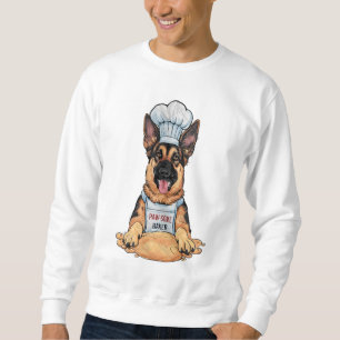 Sudadera Canina culinaria: Pastor alemán panadero con pan