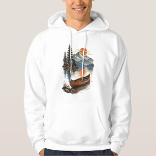 Sudadera Canoa Vintage Bajo Puesta de Sol de Montaña