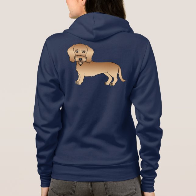 Sudadera Cañón de ruedas Haired Dachshund Perro de caricatu (Reverso)