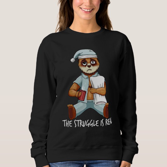 Sudadera Cansada Lazy Meerkat La Lucha Está Realmente Condu (Anverso)