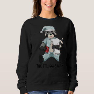Sudadera Cansada Raccoon Lazy La Lucha Está Realmente Condu