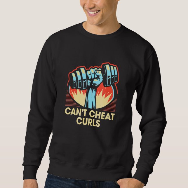 Sudadera Can't Cheat Curls  Workout Humor Gym Fitness 2 (Anverso)