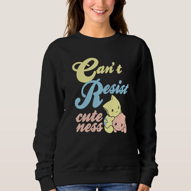 Sudadera Can't Resist Cuteness Cute Retro Cat Kitten  Prese (Anverso)