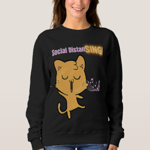 Sudadera Cantante de gato cantando distanciando social Nota