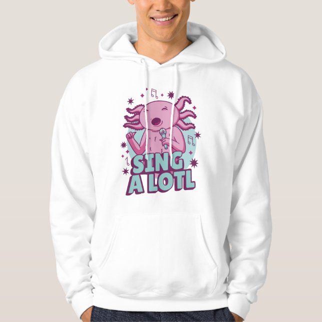 Sudadera Cantar mucho Cantando Axolotl (Anverso)