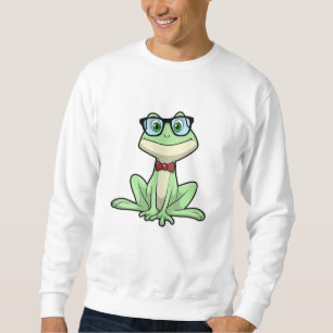 Sudadera Canto de lentes de vidrio de nerd de rana
