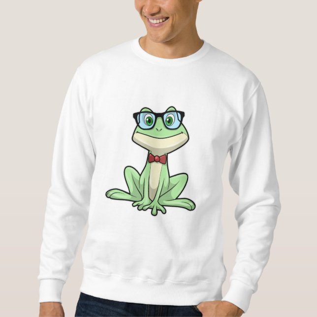 Sudadera Canto de lentes de vidrio de nerd de rana (Anverso)