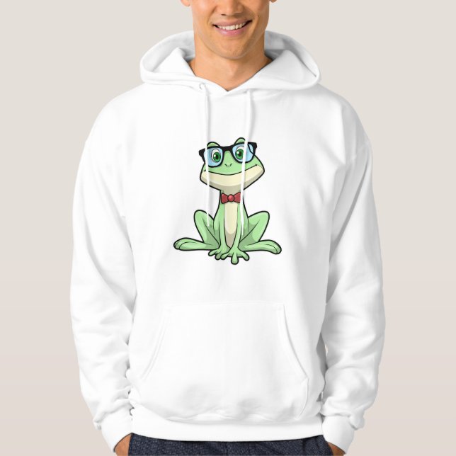 Sudadera Canto de lentes de vidrio de nerd de rana (Anverso)