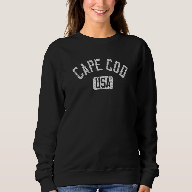 Sudadera Cape Cod USA Arched Text Distressed White Print (Anverso)