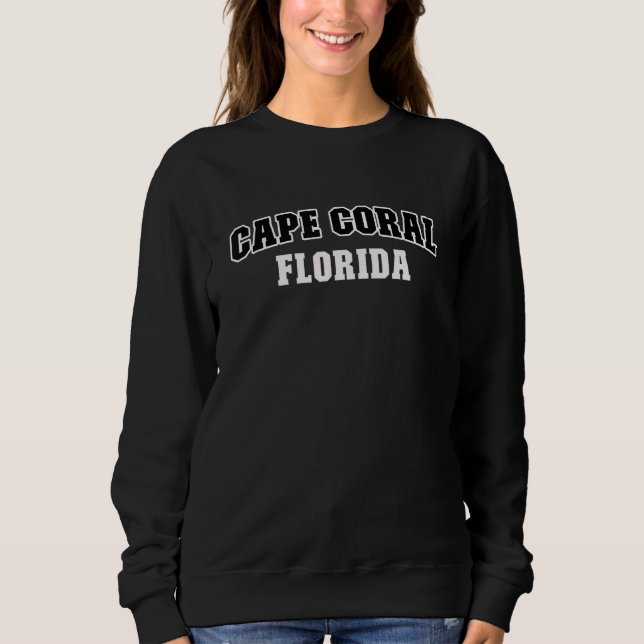 Sudadera Cape Coral Florida Black White Athletic Lettering (Anverso)