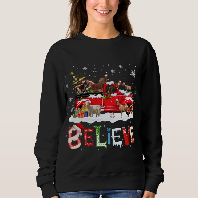 Sudadera Caperucita camionero rojo árbol de Navidad cree Sa (Anverso)