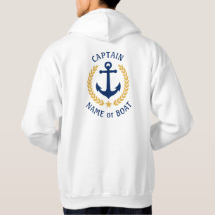 Sudadera Capitán Anchor Nombre Barco Laurel de oro Dos Lado
