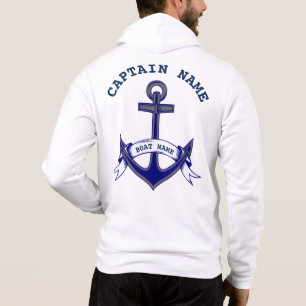 Sudadera Capitán Anchor Personalizado Nautical Blue Mens Zi