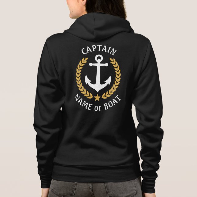 Sudadera Capitán de ancla náutica o nombre de barco Laurel  (Reverso)