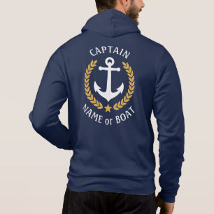 Sudadera Capitán del Ancla Náutico Nombre del Bote Laurel