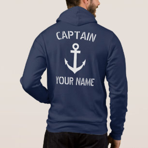 Sudadera Capitán del barco de anclaje blanco y azul náuti