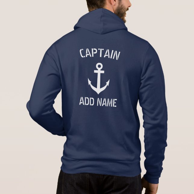 Sudadera capitán del barco de anclaje náutico azul marino p (Reverso)