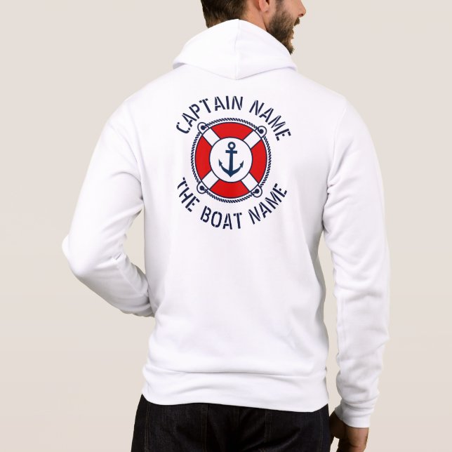 Sudadera capitán del barco personalizado nombre velero para (Reverso)