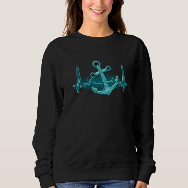 Sudadera Capitán Marinero Barco de Vela Barco Ancla Latido  (Anverso)
