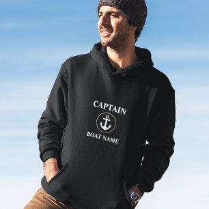 Sudadera Capitán Náutico Nombre de barco Anchor Oro Negro