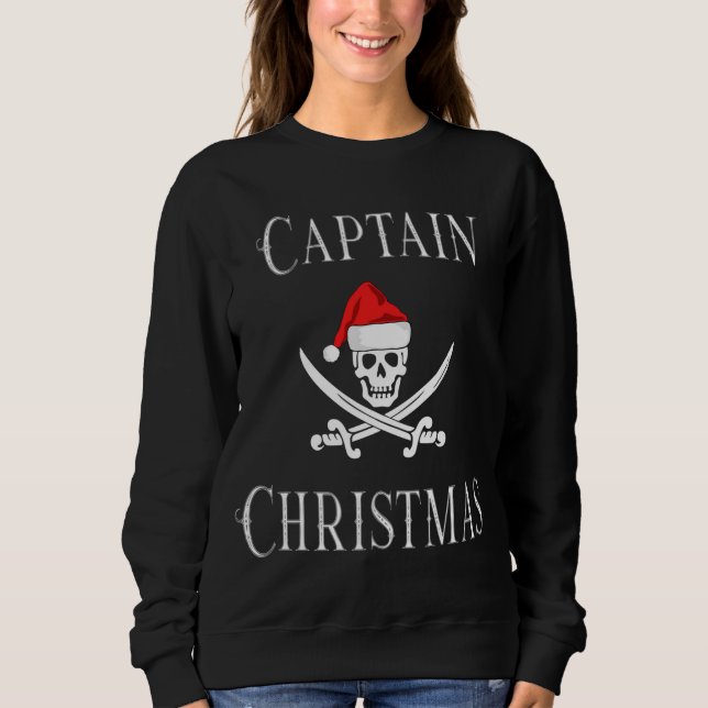 Sudadera Capitán Navidades Holiday Pirate Skull Santa Hat B (Anverso)