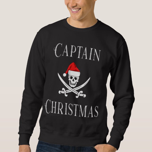 Sudadera Capitán Navidades Holiday Pirate Skull Santa Hat B (Anverso)