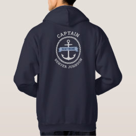 Sudadera Capitán nombre del barco de borde de la cuerda de