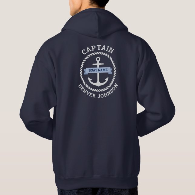 Sudadera Capitán nombre del barco de borde de la cuerda de  (Reverso)