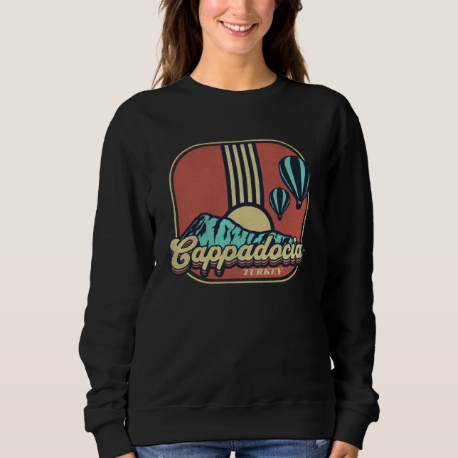 Sudadera Cappadocia Turkey Hot Air Ballooning Retro Vintage (Anverso)