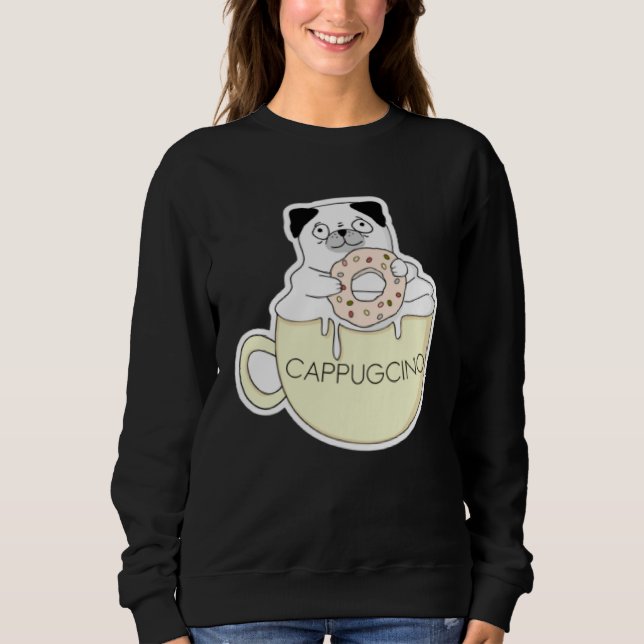 Sudadera CappugCino Cute Pug with a Cookie in a Cappuccino  (Anverso)