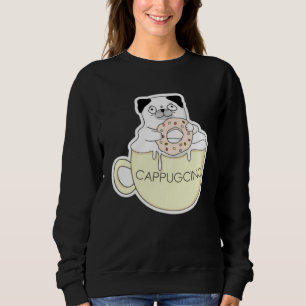 Sudadera CappugCino Pug Lindo con una Galleta en una Taza d