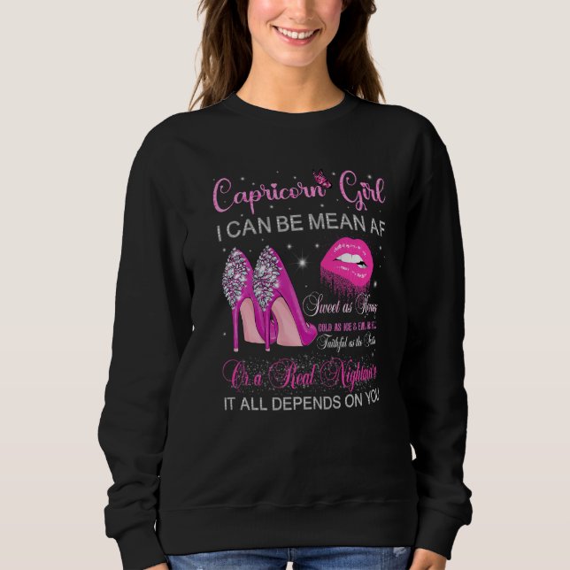 Sudadera Capricorn Girl Birthday High Heels Dripping Lips B (Anverso)