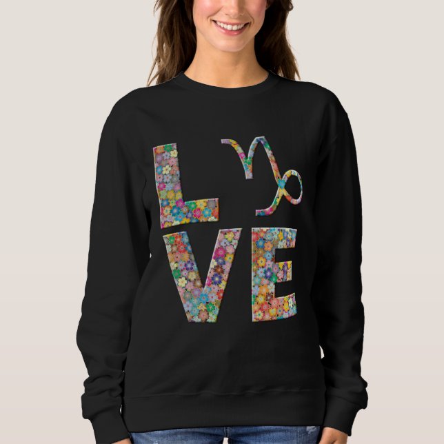 Sudadera Capricorn Zodiac Astrology Love Flowers (Anverso)