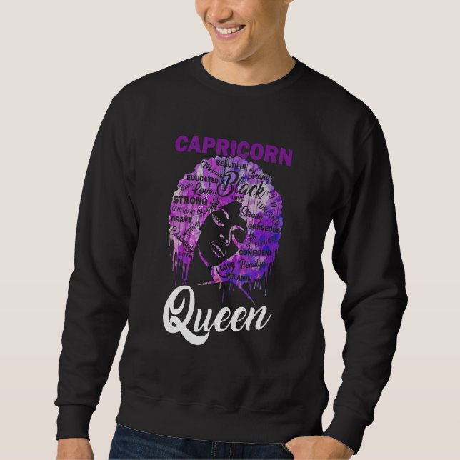 Sudadera Capricornio Reina Mujer Negra Afroafri Natural (Anverso)