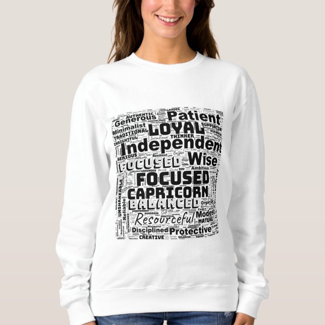Sudadera Capricornio Zodiac Word Cloud Inspiration Mujeres (Anverso)