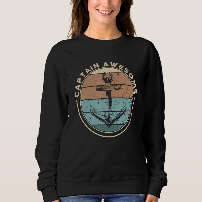 Sudadera Captain Awesome Boating Sailor Boat Nautical Yacht (Anverso)