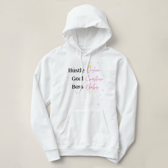 Sudadera capucha básica "Hustle Queen" (Diseño del anverso)