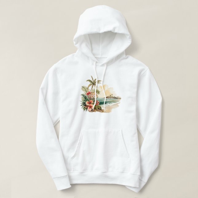 Sudadera capucha de la isla tropical (Diseño del anverso)
