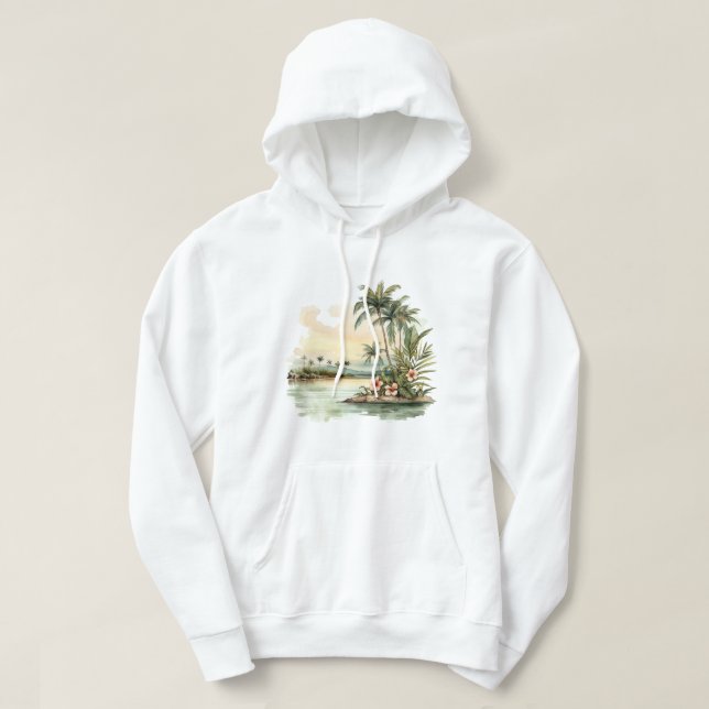 Sudadera capucha de la isla tropical (Diseño del anverso)