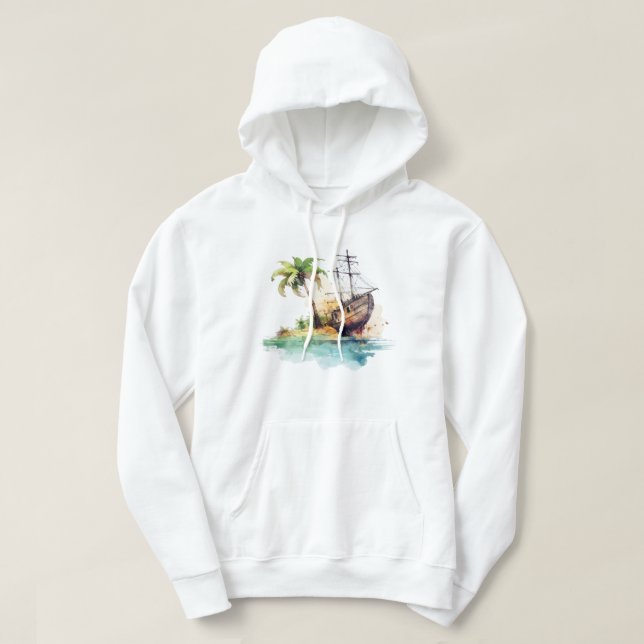 Sudadera capucha de la isla tropical (Diseño del anverso)