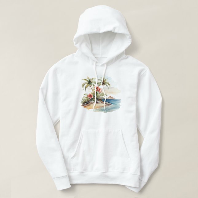 Sudadera capucha de la isla tropical (Diseño del anverso)