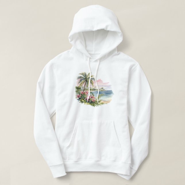 Sudadera capucha de la isla tropical (Diseño del anverso)