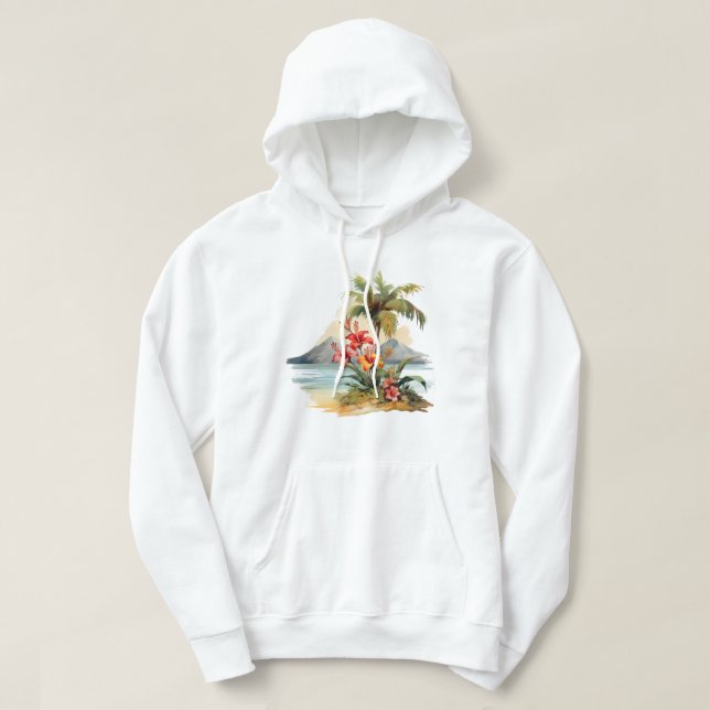 Sudadera capucha de la isla tropical (Diseño del anverso)